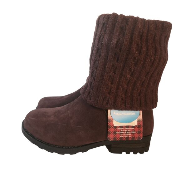 Muk-Luks Faux Suede Mid-Calf Boot with Cable Knit Cuffs Women's Size 9 NEW w/TAG - Picture 2 of 10